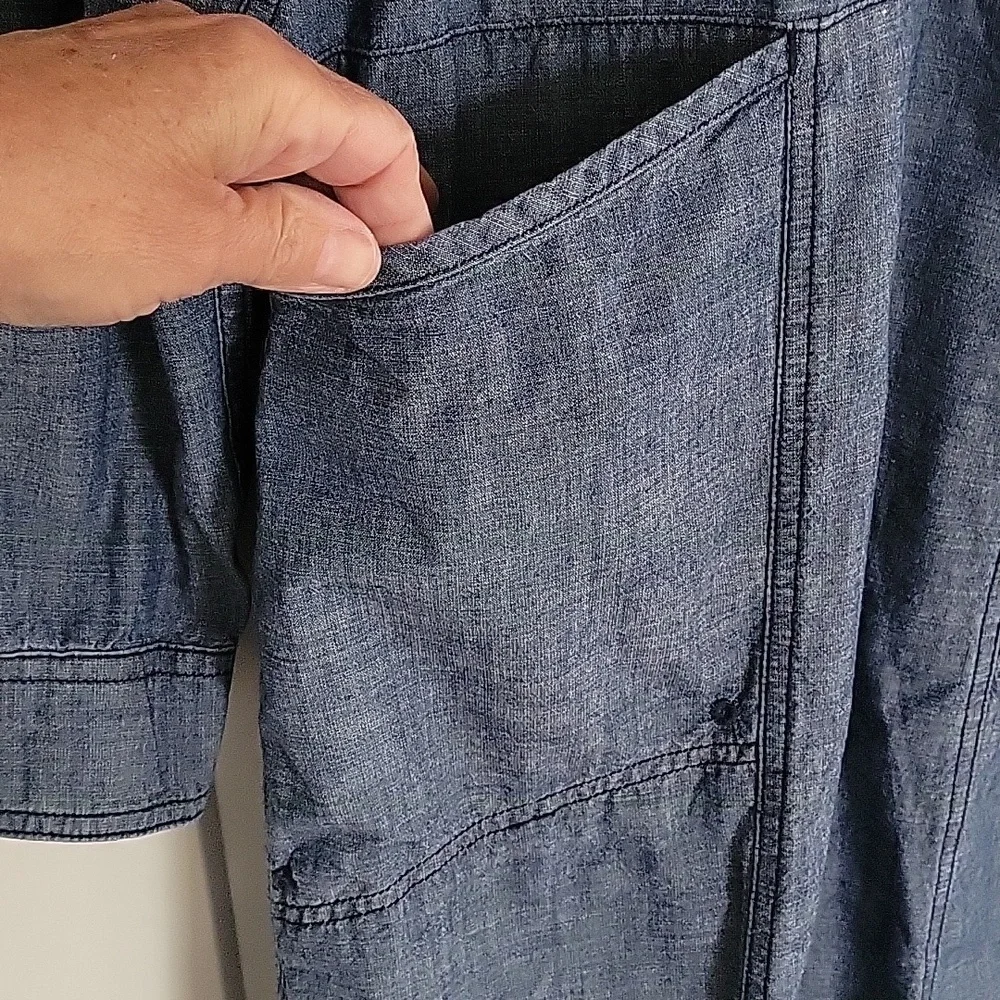 Duluth Trading Organic Cotton Rootstock Denim Long Sleeve Gardening Dress SZ XS - Picture 4 of 14